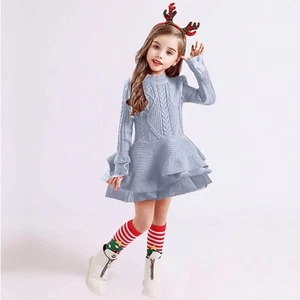 Toddler Baby Girls Crochet Christmas Xmas Sweater Knit Dress+Hairband Outfits - Picture 1 of 38