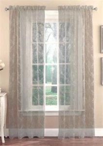 NWT Croscill Evangeline Sheer Tailored Panel Window Curtain 50x84 Gray 122357 - Picture 1 of 3