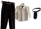 Boys 3 Piece NAUTICA Formal Set White Dress Shirt Black Pants, with tie size 5-6