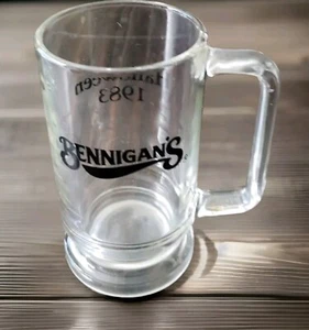 Bennigan's Grill & Tavern "Halloween 1983" Beer Mug 6" Clear Glass 14 Oz VTG - Picture 1 of 7