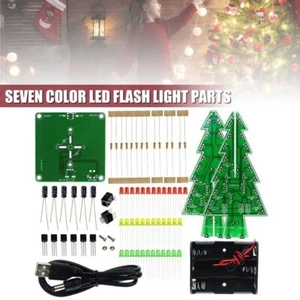 3D DIY LED Flashing Christmas Tree Circuit Kit Glitter Electronic Learning Sets - Picture 1 of 8