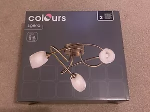 Colours Egeria Brushed Antique brass effect 3 lamp ceiling light - Picture 1 of 8