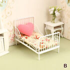 1:12 Dollhouse Mini European Iron Bed Cradle Bed Cushion Mattress Bedroom Decor