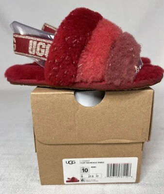 Cinta roja Ugg Fluff Yeah para niñas 1098579T talla 10 Foto 1 de 4