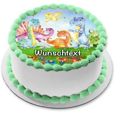 Dinosaurier  Tortenaufleger Party Deko personalisiert Geschenk Geburtstag essbar - Bild 1 von 4