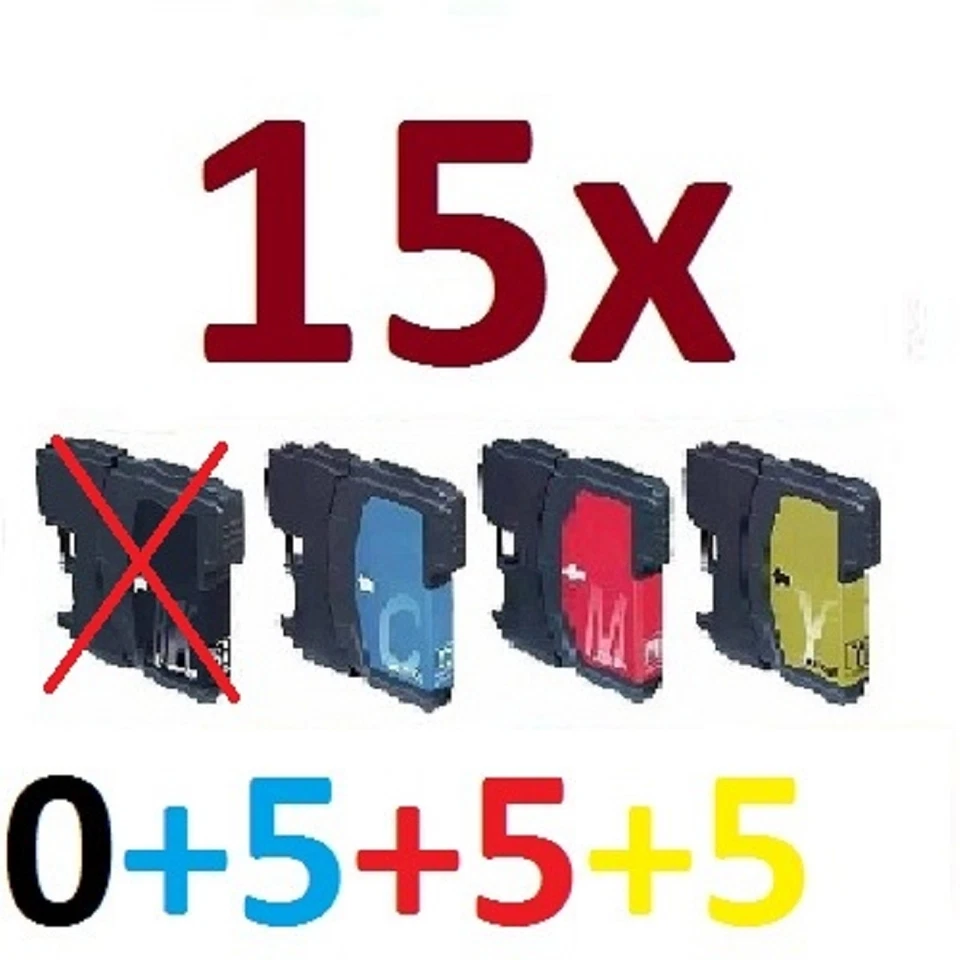 15 Patronen für MFC250C MFC255CW MFC290C MFC295CN MFC490CW ersetzt BROTHER LC980 - Bild 1 von 1