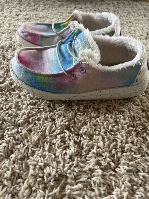 Мокасины для девочек Hey Dude Wendy Youth Rainbow Dreamer с меховой подкладкой размер K13 - Изображение 1 из 4