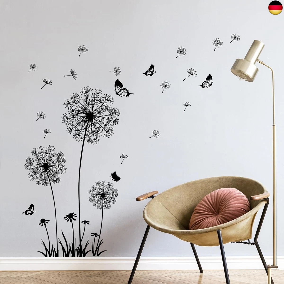 Wandtattoo 2x Pusteblumen + 25 Samen – Selbstklebend, Viele Farben & Größen, Für Wanddekoration