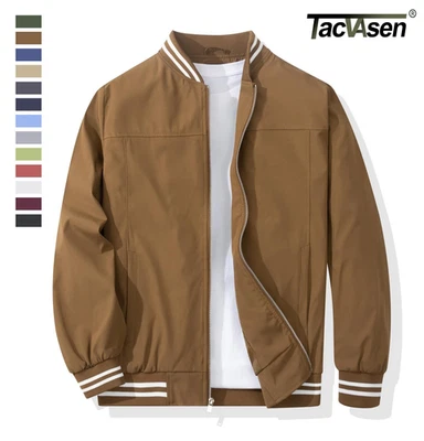Mens Lightweight Baseball Jacket Thin Full Zip Atheletic Sports Casual Work Coat - Image 1 of 4