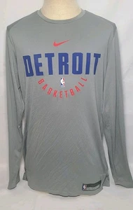 Nike NBA Detroit Pistons Gray Long Sleeve Shooting/Training Shirt Size LT Used  - Picture 1 of 8