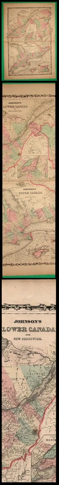 ANTIGUO MAPA A COLOR JOHNSON’S 1860 DE CANADÁ SUPERIOR E INFERIOR Foto 1 de 1