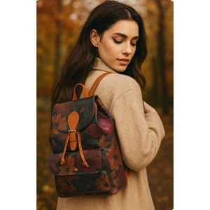 Patricia Nash Leder Kordelzug Eimer Blumen Rucksack Handtasche weich gefüttert Taschen - Bild 1 von 16
