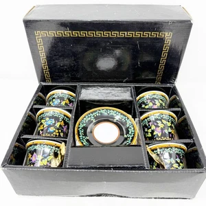 Rutherford Set of 6 Winged Coffee Cups and Saucers Versace Gold Ivy Italy 12 Pcs - Picture 1 of 10