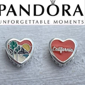 Pandora ENG792015_88 California State Scene Enameled Heart Charm ~ New - Picture 1 of 7