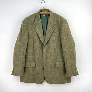 Bob Parratt Tweed Hacking Jacket Mens 48 Green Check Shooting Hunting Blazer - Picture 1 of 17