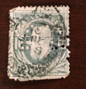 Belgium King Leopold II 1869-1880 Fancy Cancel 10 Cents 14 X 15 Perf - Picture 1 of 3