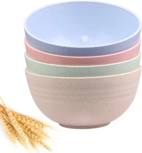 Unbreakable Cereal Bowls - Wheat Straw Fiber Lightweight Bowl Sets 4 - Dishwashe - Picture 1 of 7
