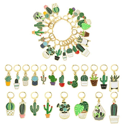 20Pcs Plant Cactus Enamel Stitch Marker Hang Dangle Charm Pendant DIY Keychain - Image 1 of 4