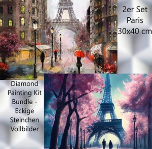 Diamond Painting je 40x30 Bundle Set Paris Romatische Szenerie Eckige Steinchen - Bild 1 von 6