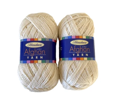Lot of 2 Herrschners Afghan Yarn 2-ply Cream Ivory White 0025 220 yds each New - Image 1 of 3