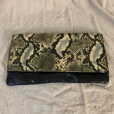 Style & Co Handbag Clutch Faux Leather And Snake Skin Black Small - Image 1 of 4