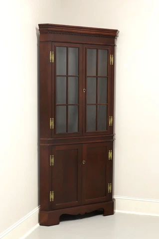 CRAFTIQUE Solid Mahogany Chippendale Style Corner Cupboard / Cabinet - A Cover