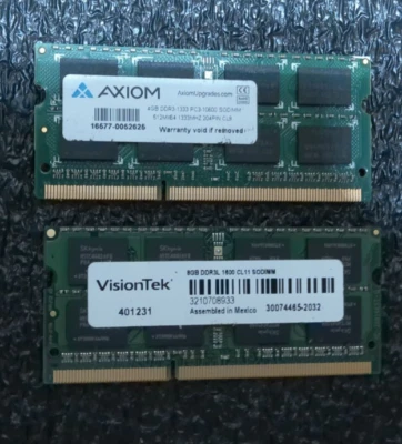 Lot 2 VisionTek 8GB DDR3-1600 KVR16LS11/8 SODIMM - Image 1 of 4
