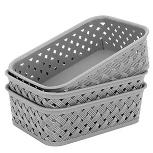 Organization and Storage 3 Packs, Plastic Storage Bins Organizer Small Grey - Picture 1 of 7