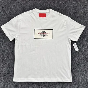 Men’s Eddie Bauer Expedition Cotton Twill T-Shirt Size M Signature Logo White - Picture 1 of 8