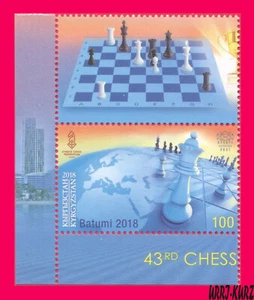 KYRGYZSTAN 2018 Sport Games 43rd Chess Olympiad 1v+label Mi KEP102 MNH - Picture 1 of 1