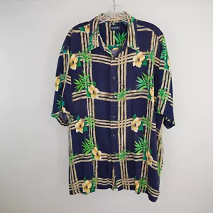 Puritan XL Island Aloha Shirt blau Rayon S/S auf Knopfleiste Strand Freizeit Bambusdruck - Bild 1 von 8