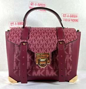 Michael Kors School Bag Manhattan Medium MK Signature Mulberry Satchel Xbody Bag - Picture 1 of 13