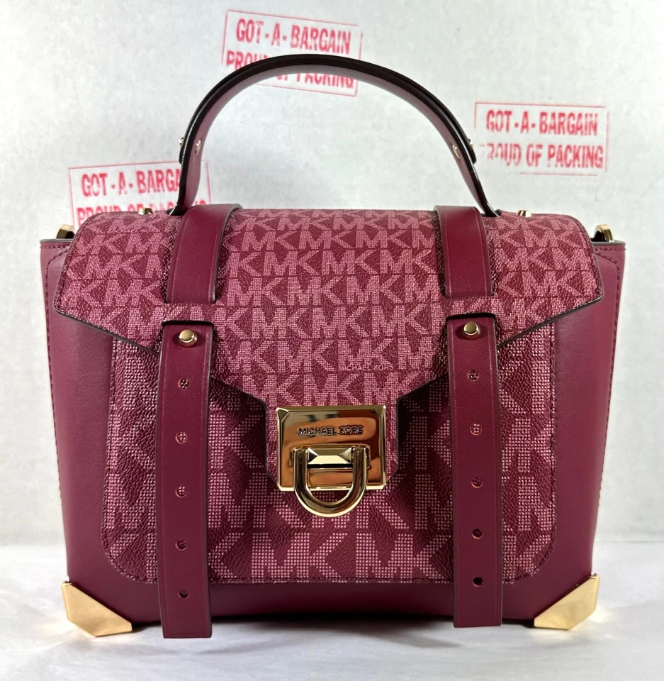 Bolsa escolar Michael Kors Manhattan média MK assinatura amoreira bolsa satchel corpo X - Imagem 1 de 1