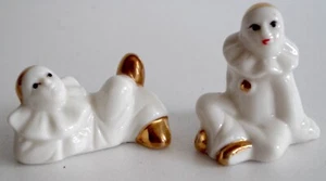 Juego de dos estatuillas miniatura vintage de payaso Pierrot estilo Art Deco - Imagen 1 de 6