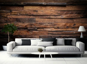 Dunkle Holz Tapete Wandbild 3D robustes Design Holz Kunst Dekor Papier Poster - Bild 1 von 13