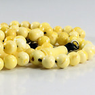 Natural Baltic Amber Egg Yolk Silver Prayer Misbaha Rosary 99 Beads One Stone16G