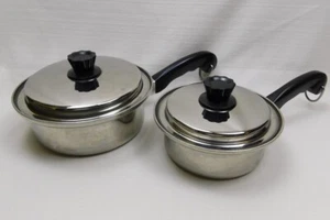 VTG 4 Pc WEST BEND SILVER STEEL 18/8 Stainless Sauce Pans with Lids 1 Qt 2 Qt - Picture 1 of 20