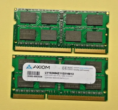 AXIOM 8GB DDR3-1600 PC3L-12800 SODIMM Laptop RAM – Tested & Working - Image 1 of 2