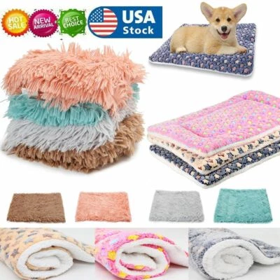Puppy Blanket for Pet Cushion Small Dog Cat Bed Soft Warm Sleep Mat Paw Print - Image 1 of 4