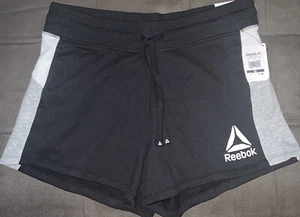 Reebok Women’s Journey ColorBlock French Terry Black Shorts W/Pockets Sz XL NWTS - Picture 1 of 11