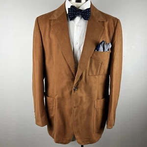 VTG 70s Grais Angel suede 44R brown half belted Norfolk blazer sport coat - Picture 1 of 9