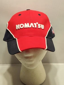 KOMATSU Red White Blue Colorblock USA American Flag Strapback Hat Baseball Cap* - Picture 1 of 10