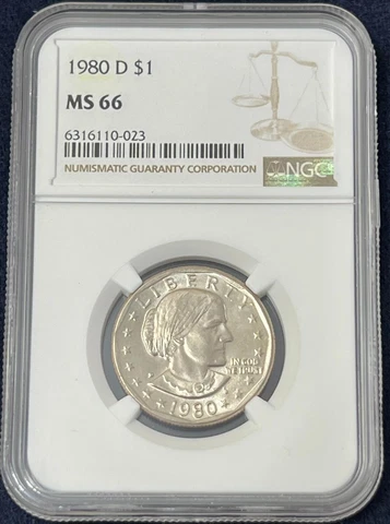 ❄️1980-D $1 Susan B Anthony Dollar NGC MS66 - VIDEO L👀K! RARE IN THIS GRADE!!❄️ Cover