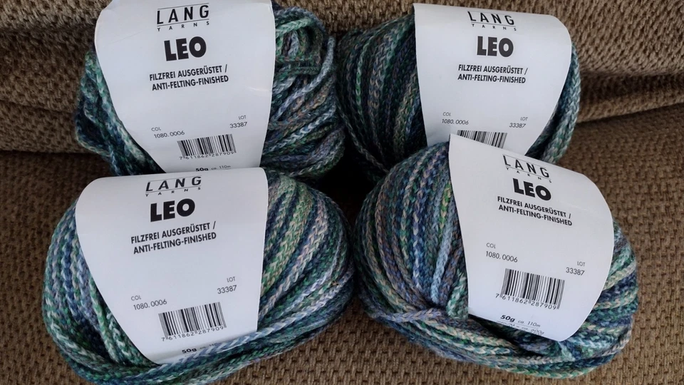 Lang Yarns LEO Cotton/Wool/Nylon Blend Pixel Effect Yarn- Lot Of 4 - Color 0006 - Image 1 of 3