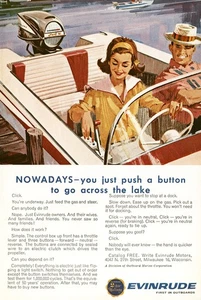 1963 Evinrude: Nowadays You Just Push a Button Vintage Print Ad - Picture 1 of 1