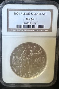2004-P Lewis and Clark Silver Modern Commemorative Dollar $1 MS 69 NGC - 90% - Picture 1 of 2