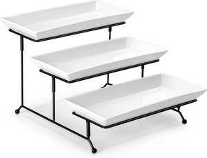 3 Tier Serving Trays for Party, Porcelain Serving Platters and Trays, 12 Inch Ti - Picture 1 of 11