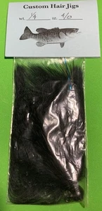 Custom Hair Jig, Black Marabou, 1/4 Oz. 4/0 Owner Hook. - Picture 1 of 4