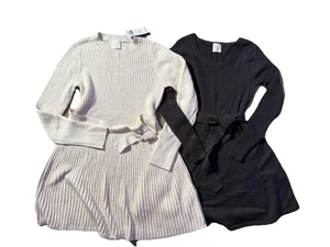 abercrombie girls 9/10 Sweater Knit Dress Outfit Set Lot New Nwot Tan Gray - Picture 1 of 4