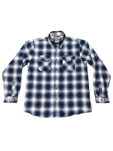 Dixxon Flannel Co Dogtown Long Sleeve Pearl Snap Mens Size Large Plaid Blue - Picture 1 of 7